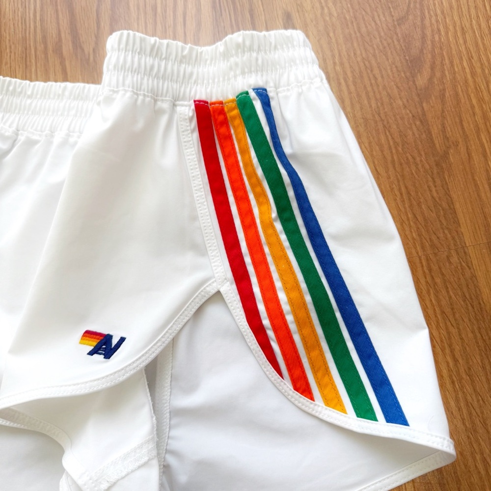 AVIATOR NATION WHITE ELASTIC WAIST 5 STRIPE FLEX BOARD SHORTS - Picture 3 of 8